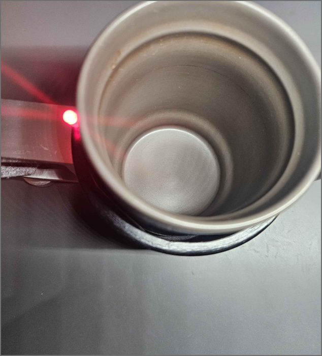 lights turn on when cup is placed