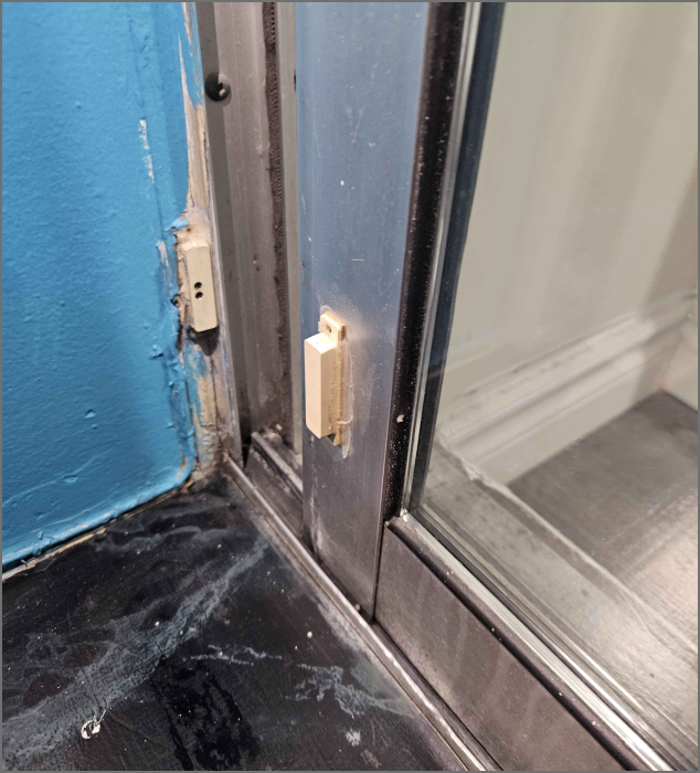 how the sliding door looks when it is not closed