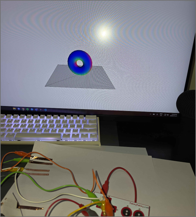 this is me trying to turn the camera angle with my makey makey