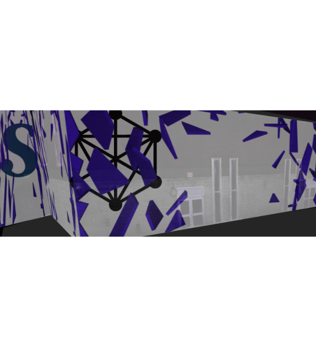 with png of sheridan and ixd logo added to walls