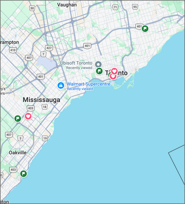 using the websites I learned that google maps also carries my data, this is all the places I added
